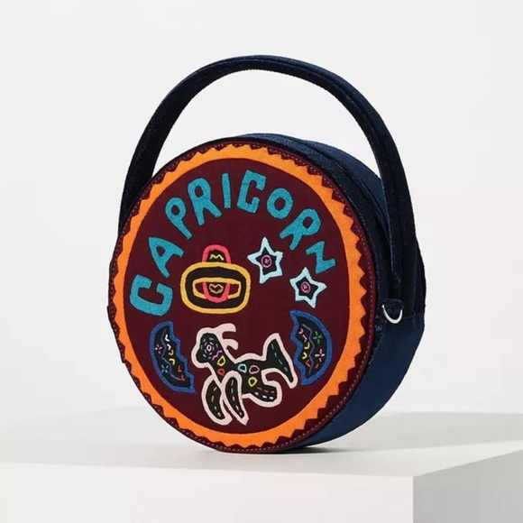 NWT Anthropologie Capricorn Circle Bag Blue Velvet - Picture 1 of 5